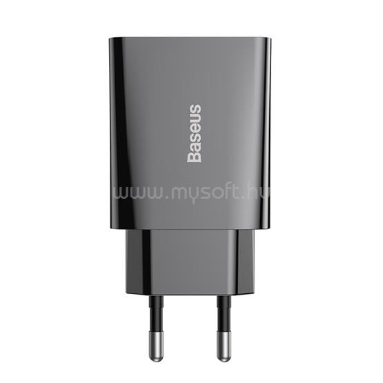BASEUS SPEED MINI hálózati töltő Type-C aljzat 20W, PD gyorstöltő, FEKETE