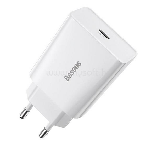 BASEUS SPEED MINI hálózati töltő Type-C aljzat 20W, PD gyorstöltő, FEHÉR