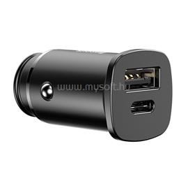 BASEUS SQUARE autós töltő USB+Type-C aljzat 30W, PD gyorstöltő 4.0, FEKETE BS-C15C_B small