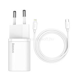 BASEUS Super Si 1C gyorstöltő adapter 20W + USB-C  - Lightning töltőkábel 1m (fehér) TZCCSUP-B02 small