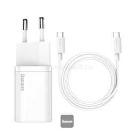 BASEUS Super Si hálózati gyorstöltő 25W, USB Type-C, fehér + 3A USB Type-C, 1m kábel TZCCSUP-L02 small