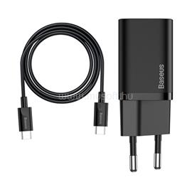 BASEUS Super Si hálózati gyorstöltő 25W, USB Type-C, fekete + 3A USB Type-C, 1m kábel TZCCSUP-L01 small