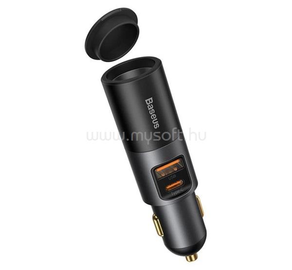 BASEUS BASEUS szivargyújtó adapter elosztó, 120W, SZÜRKE