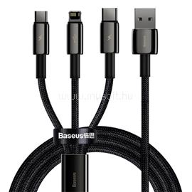 BASEUS Tungsten Gold 3-in-1 USB Type-A - iPhone+USB Type-C+Micro USB, 3.5A gyorstöltő adatkábel, 1.5m, fekete CAMLTWJ-01 small