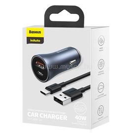 BASEUS TZCCJD-0G Gold. Cont. Pro autós gyorstöltő USB-A, USB-C, 40W 5A 1m kábellel (sötétszürke) BAS201958 small