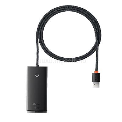 BASEUS WKQX030001 Lite 4 portos USB-A HUB adapter (USB-A > USB 3.0*4-re) 25cm (fekete)