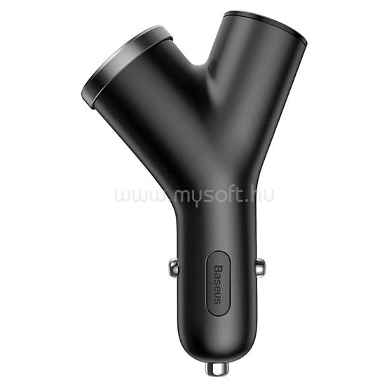 BASEUS Y Type autós töltő 3,4 A, 2×USB Type-A + szivargyújtó kimenet (fekete)