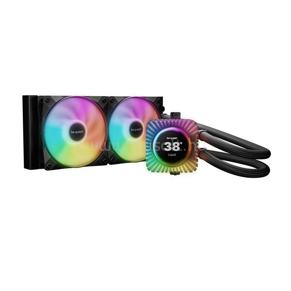 BE QUIET! CPU Water Cooler - LIGHT LOOP IO LCD 240mm (2x120mm, cső hossza: 400mm, fekete)