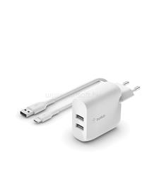 BELKIN BOOST CHARGE 24w USB-A Dual  Wall Charger w/ 1m  A-C - White WCE001vf1MWH small