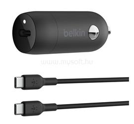 BELKIN BELKIN BOOST CHARGE autós töltő Type-C aljzat 30W, PD gyorstöltő + Type-C kábel, FEKETE CCA004BT1MBK-B6 small