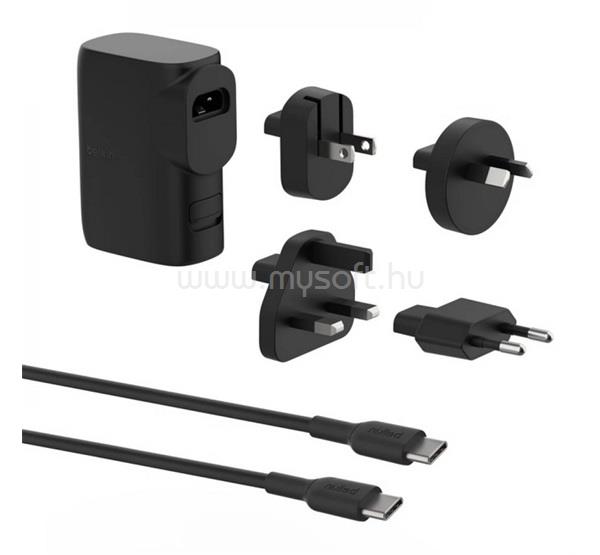 BELKIN BELKIN BOOST CHARGE HYBRID utazó töltő USB+Type-C aljzat 25W, AU, FEKETE