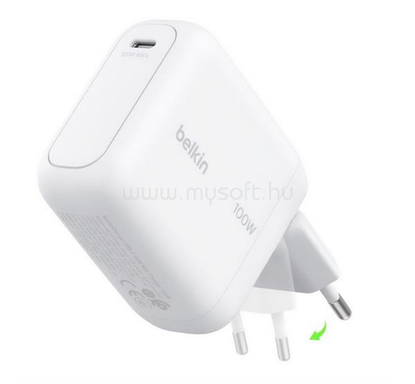 BELKIN BELKIN BoostCharge hálózati töltő Type-C aljzat 100W, PD gyorstöltő, FEHÉR