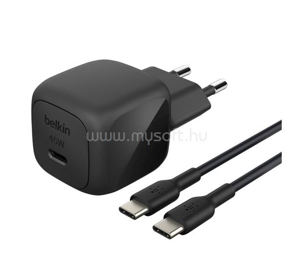 BELKIN BELKIN BOOSTCHARGE hálózati töltő Type-C aljzat 45W, PD gyorstöltő 3.0 + Type-C kábel, FEKETE