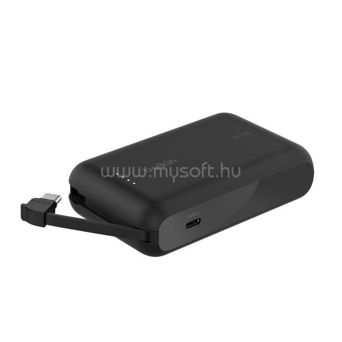 BELKIN BoostCharge Power Bank 10K, beépített USB-C kábellel fekete (BPB021hqBK)