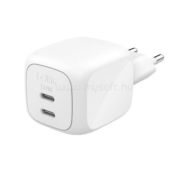 BELKIN BELKIN BOOSTCHARGE PRO hálózati töltő 2 Type-C aljzat 50W, PD gyorstöltő, FEHÉR