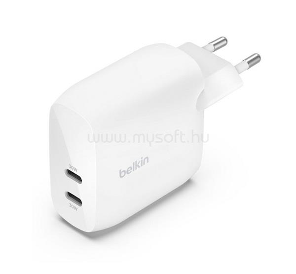 BELKIN BELKIN BOOSTCHARGE PRO hálózati töltő 2 Type-C aljzat 60W, PD gyorstöltő, FEHÉR