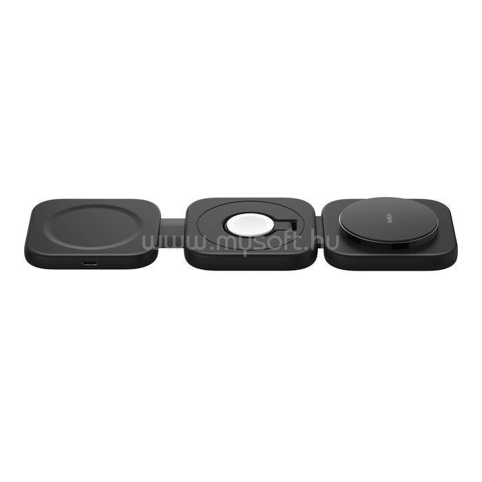 BELKIN BoostCharge Pro Qi2 3az1-ben mágneses vezeték nélküli töltő 15W fekete (WIZ024HQBK)