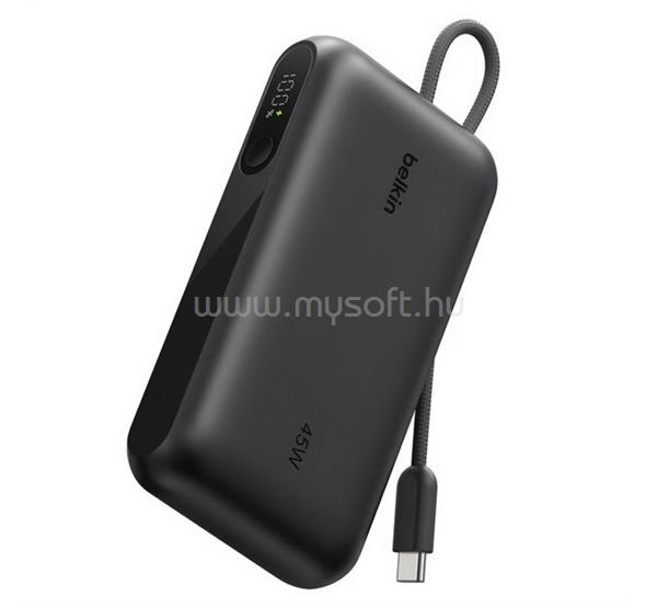 BELKIN BELKIN BOOSTCHARGE vésztöltő Type-C aljzat 20000mAh, LED kijelző + fix Type-C kábel, FEKETE
