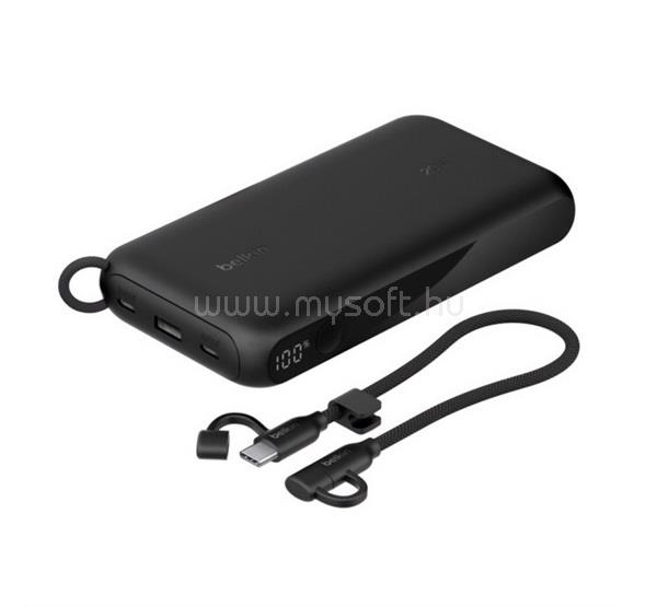 BELKIN BELKIN BoostCharge vésztöltő USB+2 Type-C aljzat 20000mAh, LED kijelző + Type-C kábel, FEKETE