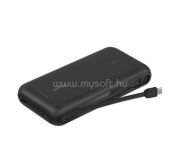 BELKIN BELKIN BOOSTCHARGE vésztöltő USB+2 Type-C aljzat 20000mAh, LED jelzés + fix Type-C kábel, FEKETE