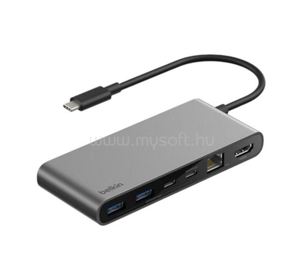 BELKIN BELKIN Type-C HUB 8in1 elosztó, 20cm, SZÜRKE