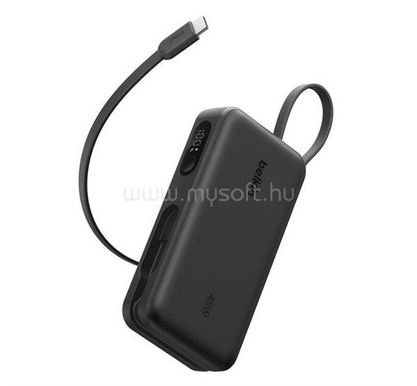 BELKIN BELKIN UltraCharge vésztöltő USB+Type-C aljzat 10000mAh, LED kijelző + fix Type-C kábel, FEKETE