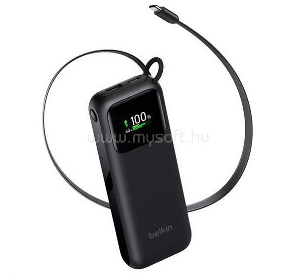 BELKIN BELKIN UltraCharge vésztöltő USB+Type-C aljzat 11000mAh, LED kijelző + fix Type-C kábel, FEKETE
