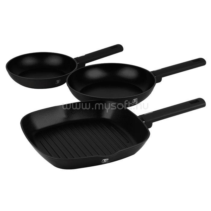 BERLINGER HAUS Matte Black Collection 3 részes serpenyő szett (BH/8196)