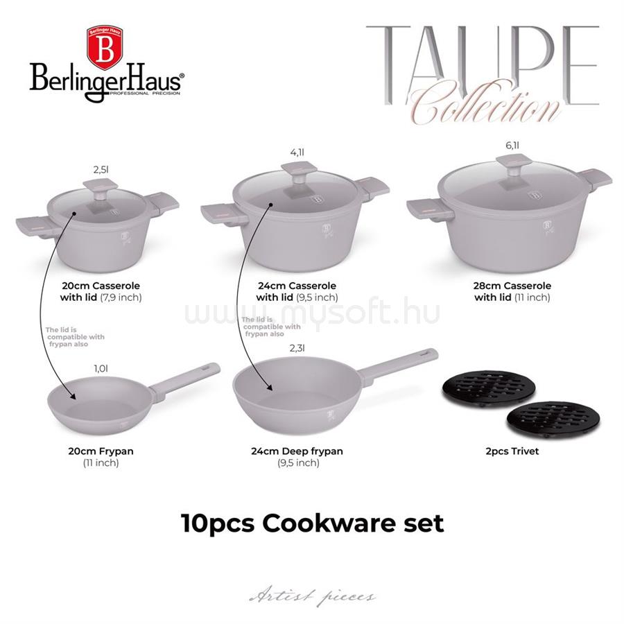 BERLINGER HAUS Taupe Collection 10 részes edénykészlet (BH/8110N)