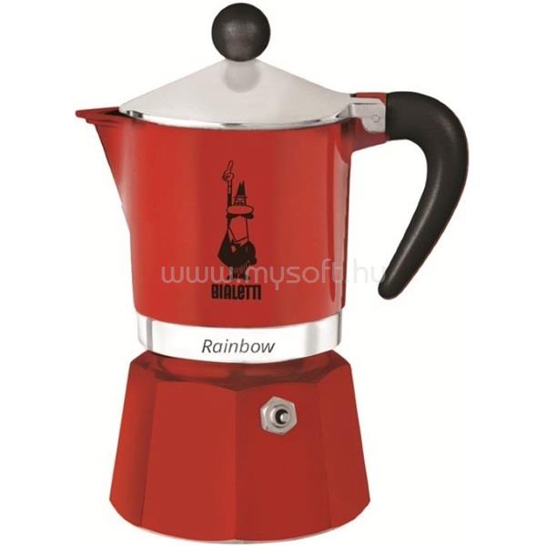 BIALETTI 4962 Rainbow 3 személyes piros kotyogós kávéfőző