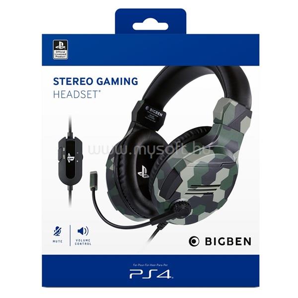 BIGBEN Stereo Gaming V3 zöld PS4/PC headset
