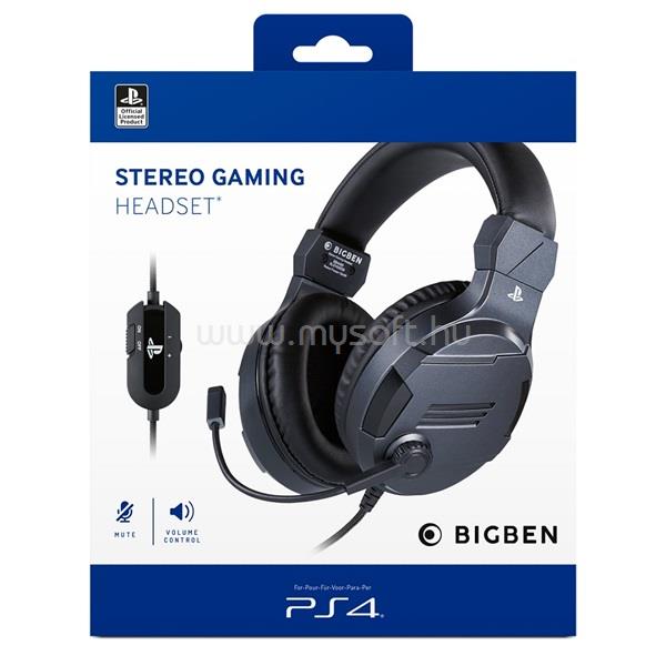 BIGBEN V3 PS4/PC jack 3.5 mm vezetékes sztereo gamer headset (titánszürke)