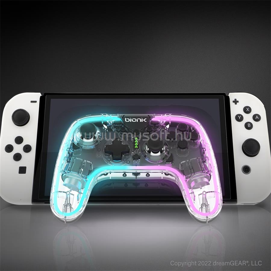 BIONIK BNK-9099 Nintendo Switch Kiegészítő NeoGlow vezeték nélküli RGB Kontroller