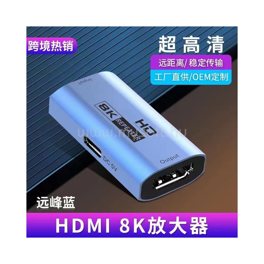 BLACKBIRD Adapter HDMI 8K Repeater DC 5V csatival, Kék