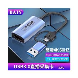 BLACKBIRD Adapter HDMI Female 4K 60Hz to USB 3.0/USB-C Male, Kék BH1417 small
