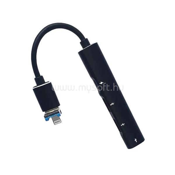 BLACKBIRD Adapter USB3.0/Lightning, 2xUSB, 1xUSB-C, 1xLightning (fekete)