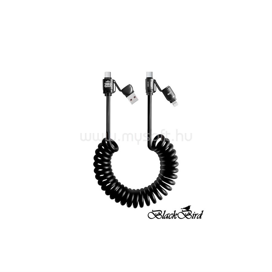 BLACKBIRD Adatkábel Extreme 4in1 USB-A/USB-C/Lightning 50-200cm, fekete