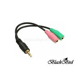 BLACKBIRD Átalakító Headset Stereo jack 1x 3.5mm 4 pin male to 2x 3.5mm 3 pin female (CTIA) BH1262 small