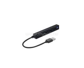 BLACKBIRD BH1304 USB HUB 4in1 elosztó, 15cm, FEKETE BH1304 small