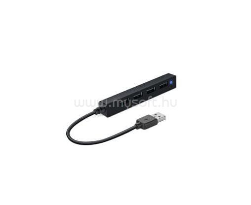 BLACKBIRD BH1304 USB HUB 4in1 elosztó, 15cm, FEKETE