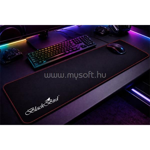 BLACKBIRD Egérpad Gamer DeepBlack  70x30cm 3mm vastag piros varrott szegély