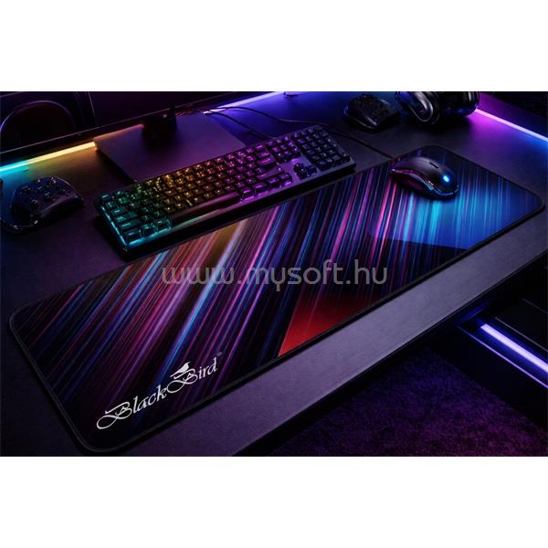 BLACKBIRD Egérpad Gamer NebulaGrip  90x40cm 3mm vastag fekete varrott szegély