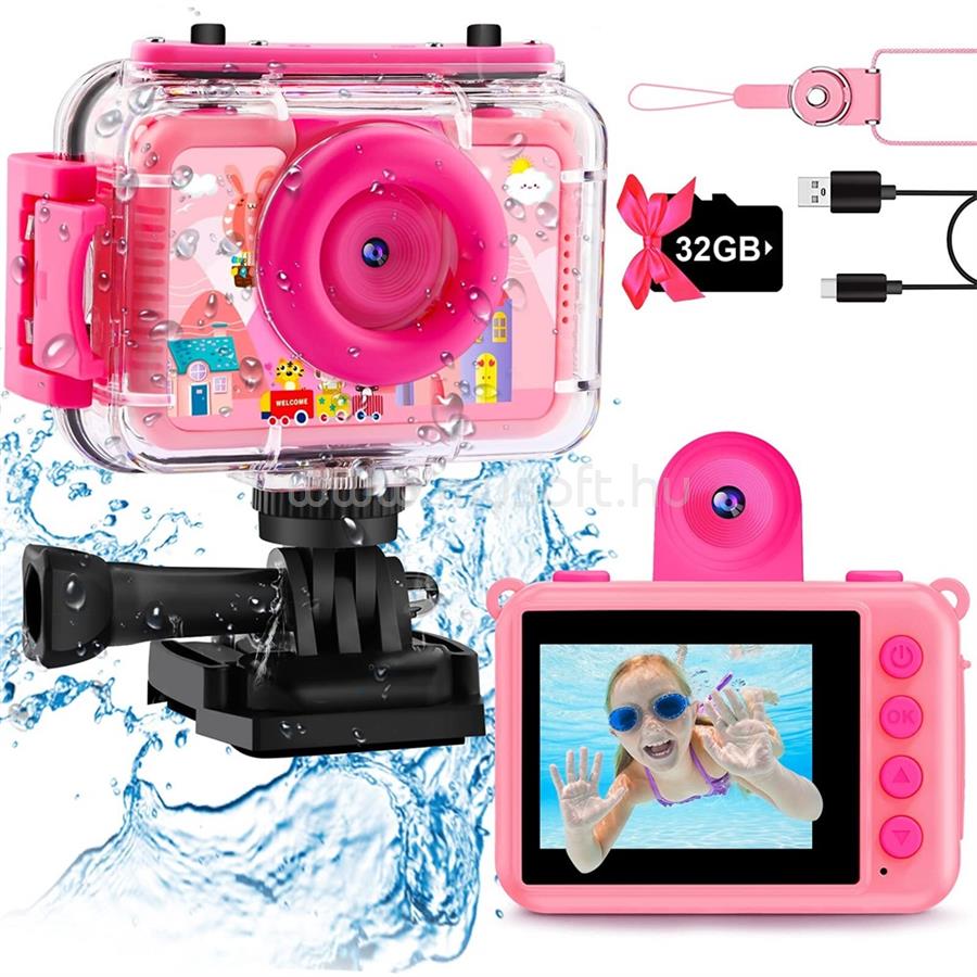 BLACKBIRD gyerek kamera és digitális fényképezőgép vízálló (rózsaszín)
