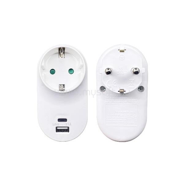 BLACKBIRD hálózati dugalj elosztó 250V, Max:3680W USB A+C 3.1A/5V SQ-GZB-01/01-UAC-2 gyerekvédelem (fehér)