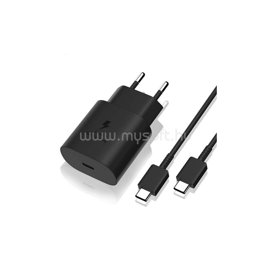 BLACKBIRD Hálózati Töltő 25W PD USB-C + USB-C Adatkábel 1m, Fekete (Gyári kivitel)