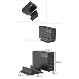 BLACKBIRD BH1669 hálózati töltő 3 USB+3 Type-C aljzat 135W, PD gyorstöltő, FEKETE BH1669 small