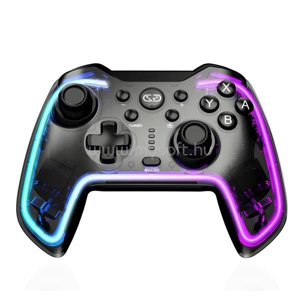 BLACKBIRD Kontroller - Nintendo Switch/Lite/OLED/Android/IOS/PC, Vezeték nélküli Bluetooth 5.0, Átlásztó Fekete RGB