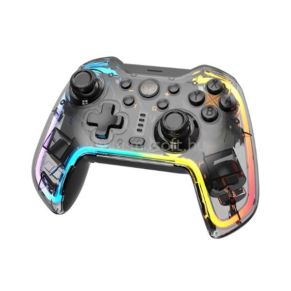 BLACKBIRD Kontroller - Nintendo Switch/Lite/OLED/Android/IOS/PC, vezeték nélküli Bluetooth 5.0 (átlátszó fehér RGB)