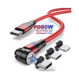 BLACKBIRD Mágneses Adatkábel PD 60W QC3.0 USB-C to Lightning/Micro USB, USB-C BH1412 small