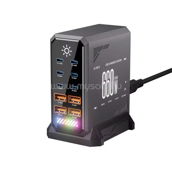 BLACKBIRD Töltőállomás GAN 660W 6xUSB-C + 4xUSB (fekete)